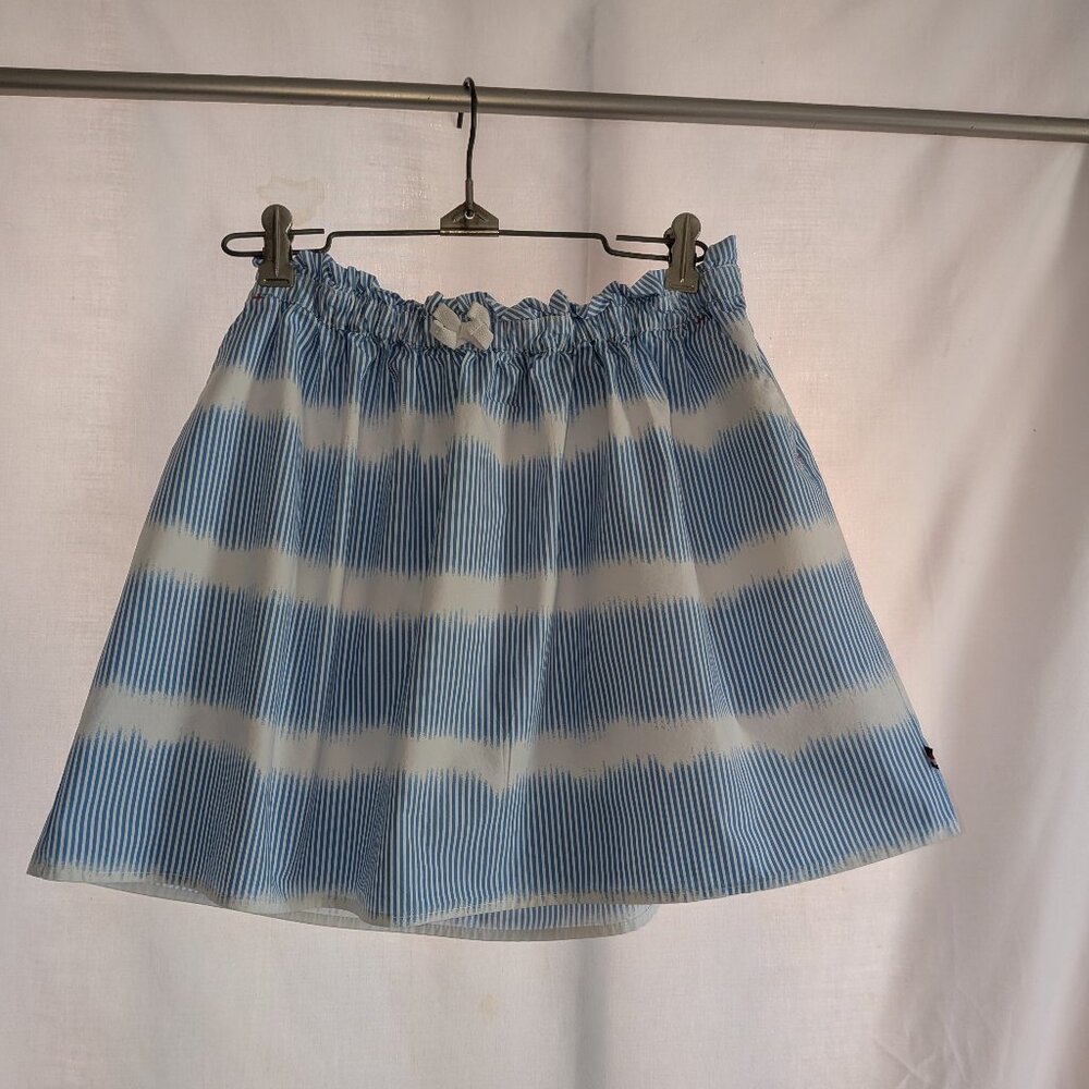 Tommy Hilfiger Girls Blue & White Striped Seersucker Ruffle Skirt Size L (12/14)